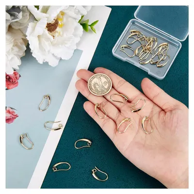 Produktbild von 40 Französische Ohrringhaken aus 18 Karat vergoldetem Messing mit 2 mm Schlaufen für DIY-Schmuckherstellung
