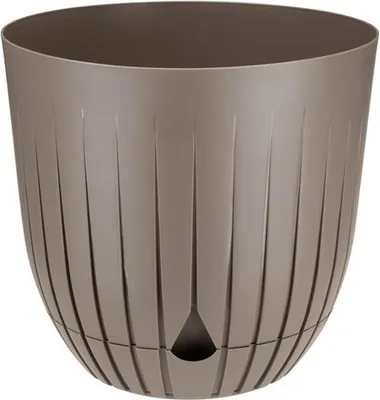 Zdjęcie produktu dla Doniczka z podstawką BRITTA 21 cm brązowa – duża, ryflowana doniczka do salonu, balkonu i ogrodu zimowego