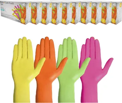 Produktbild von Nitrilhandschuhe S farbig AMPRI Style Tutti Frutti 96 Stück Karton 10er Pack