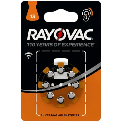 Obrázek produktu pro Rayovac 04606 745 418, Baterie na jedno použití, Zinek-vzduch, 1,45 V, 8 kusů, Sluchová pomůcka, Metalická