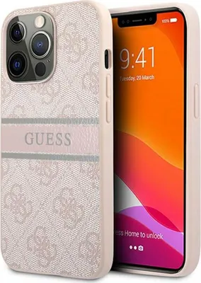 Obrázok produktu pre Guess, Ochranné puzdro 4G Stripe Apple iPhone 13 Pro, ružové