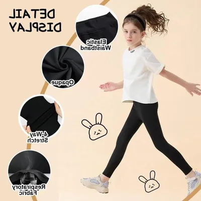 Mädchen Leggings für Sport und Yoga, weiche und leichte schwarze Kinder Leggings für das Alter von 7-14 Jahren