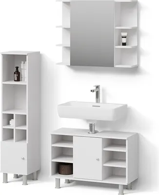 Image de Ensemble de meubles de salle de bains Livinity Fucino Blanc 3 parties, Model 53057
