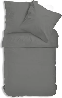 Produktbild von Uni Renforce Bettwäsche 135x200 cm oder 155x220 cm Baumwolle mit Reißverschluss, Farbe:grau, Größe:2 teilig 135x200 cm