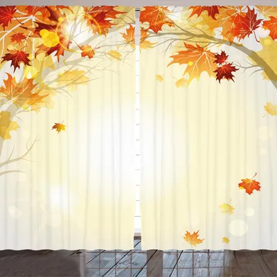 Produktbild von ARANDE Fallen Gardine, Herbstlaub Romantische Baumgeäst Silhouette Bokeh Effekt Illustration, 280 x 245 cm, Mehrfarbig