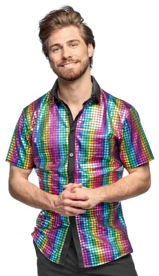 Productafbeelding van Boland: Discokleding, heren, korte mouwen, feestshirt voor carnaval
