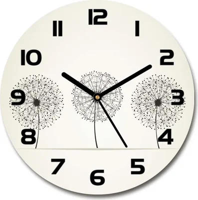 Produktbild von Wanduhr aus Glas 30fi Glasbild Glasuhr Gehärtetes Glas - schwarze-zeiger - dandelions