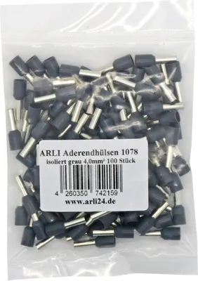 Produktbild von ARLI 100x Aderendhülsen isoliert grau 4 mm²