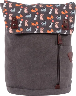 Produktbild von Biggdesign Dogs Vintage Laptop-Rucksack für Frauen, wasserdichte Arbeitstasche mit Laptopfach, Reiserucksack, Schulrucksack, 15 Zoll Laptop und Notebook, Anti-Diebstahl, grau