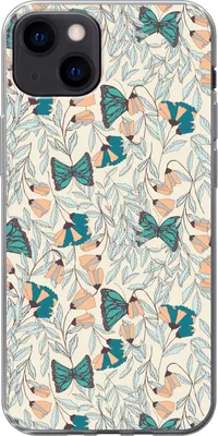 Produktbild von MuchoWow® Handyhülle Schutzhülle Hülle für Telefoonhoesje iPhone 13 Mädchen - Schmetterling - Blumen - Muster - Mädchen - Kinder - Kind Silikon Softcase Handy Hülle - Karteninhaber