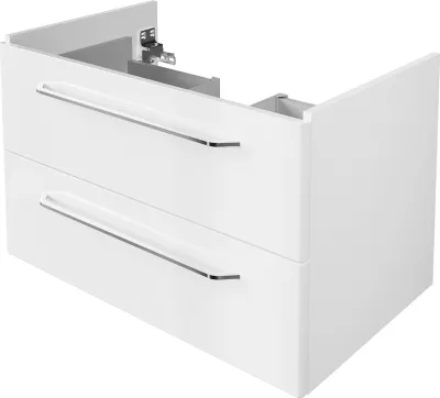 Produktbild von FACKELMANN Waschtischunterschrank MILANO / Badschrank mit Soft-Close-System / Maße (B x H x T): ca. 80 x 49,5 x 48 cm / Waschbeckenunterschrank mit 2 Schubladen / Korpus: Weiß / Front: Weiß