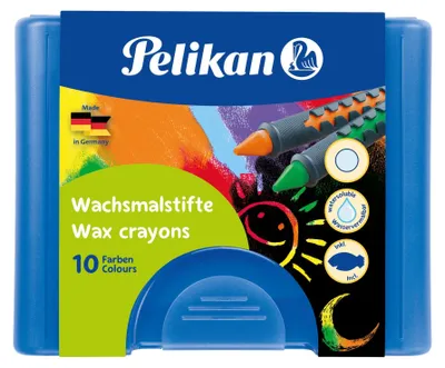 Image de PELIKAN Wachsmalstift 655/10, rund, 8 Farben, Box mit 10 Stück + 1 Sch... 10 Stück Verkaufseinheit 660777 4012700723154