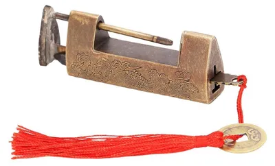 Immagine prodotto di Luchetto in ottone anticato, diametro 4,3 cm, con chiave, ideale per scatole da gioielli e armadietti