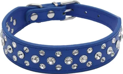 Produktbild von Famanu Hundehalsband Kunstleder Strasssteine - Schwarz, Größe S