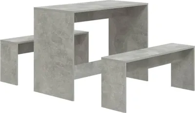 Immagine prodotto di set da pranzo 3 pezzi in legno grigio cemento