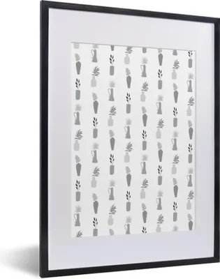 Produktbild von MuchoWow® Gerahmtes Poster Hintergrund - Schwarz - Weiß 30x40 cm - Poster mit Schwarzem Bilderrahmen Wandposter Rahmen Foto Bilder - Wandposter Schlafzimmer