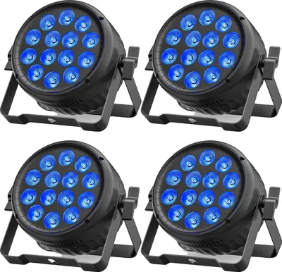 Obrázok produktu pre Pódiové osvetlenie, RGBW LED, viacero režimov ovládania, čierna farba, zástrčka EÚ