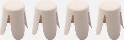 Produktbild von sweeek - 4er Set stapelbare Hocker, strukturierter Bouclébezug - Beige