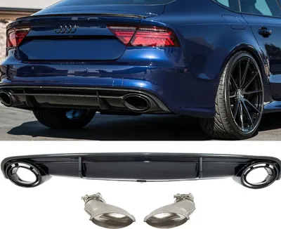 Productafbeelding van Achterdiffusor van carbon, glanzend, met verlichting, geschikt voor Audi A7 4G Sportback, bouwjaar 2010-2014, niet geschikt voor RS7