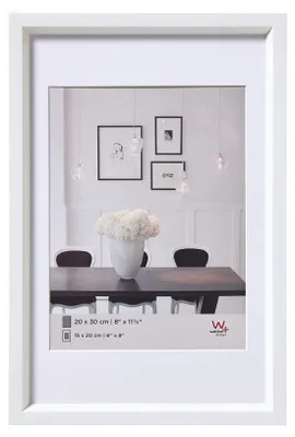 Image de Cadre photo en plastique, dimensions 50x70 cm, blanc, marque Walther, style Steel. Passe-partout de 40x60 cm inclus