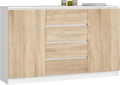 Immagine prodotto di Akord Credenza 2 Ante 4 Cassetti Bianco/Rovere Sonoma 160X40X99 Cm
