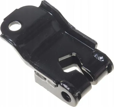 A black metal bracket with two holes, shown against a white background.
