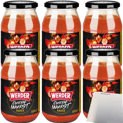 Produktbild von Werder Currywurst Sauce 6er Pack (6x500g Glas) + usy Block