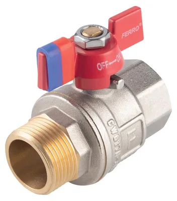 Obrázok produktu pre Guľový plnoprietokový ventil Ferro KFPM11 ŠM 1/2" mosadz pre prívod vody