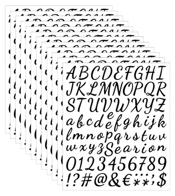 Alphabet-Aufkleber 1008 Stück, 12 Bögen, Vinyl, schwarz