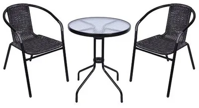 Obrázek produktu pro Set balkónový ALESIA, černý/antracit, stůl 70x60 cm, 2x židle 52x55x73 cm, ocel