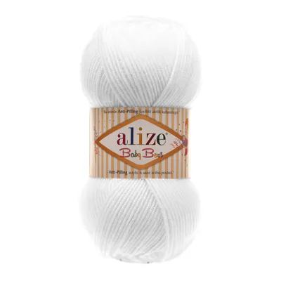 100g Strickgarn ALIZE Baby Best 55 weiß Babywolle