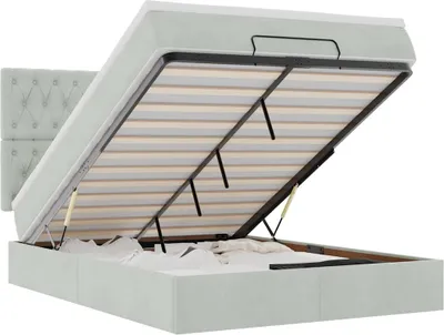 Zdjęcie produktu dla vidaXL Łóżko otomana z materacem jasnoszare 140x200 cm aksamitne