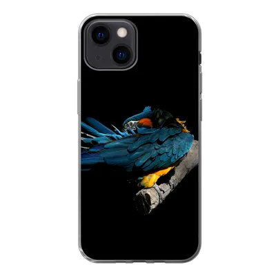 Produktbild von MuchoWow® Handyhülle Schutzhülle Hülle für iPhone 13 mini Vogel - Federn - Zweig - Schwarz Silikon Softcase Handy Hülle - Softcase