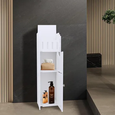 Image de Armoire avec porte et étagères, dimensions 20 x 18 x 78 cm, couleur blanche