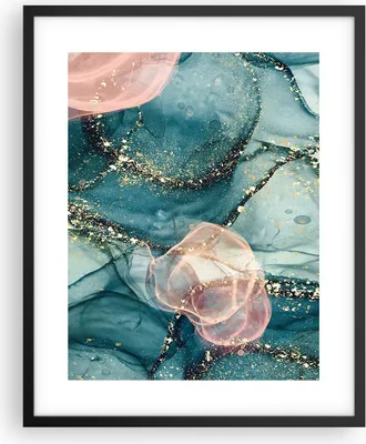 Produktbild von Gerahmtes Poster - Schwarzer Rahmen - Flüssigkeit Gold Rosa - 40x50 cm - Wand Bild - Wanddeko - Wandbilder - Kunstposter - Wandposter - Bilderrahmen - Bilder - Kunstdruck - P2BPA40x50-4817