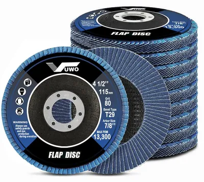 Image de Lot de 10 disques abrasifs de 115 mm, grain 80, pour le travail du métal et du bois