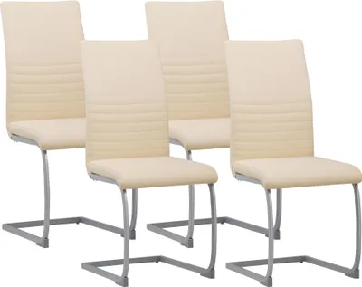 Produktbild von Albatros Freischwinger Stühle 4er Set MURANO, Beige - Esszimmerstuhl Schwingstuhl mit modernem Design, Kunstleder-Bezug, dicke Polsterung, Küchenstuhl, Polsterstuhl, Stuhl Esszimmer Esstisch