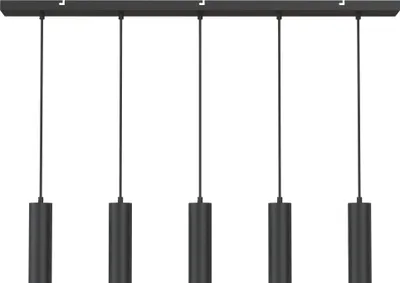 Produktbild von Calex Pendelleuchte GU10, 5-flammig, Zylinder aus Aluminium, Höhenverstellbar, Matt Schwarz