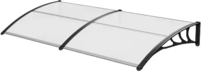 Zdjęcie produktu dla Bolt Edge Zadaszenie drzwi i okien – Daszek nad drzwiami – Daszek z poliwęglanu – Rama aluminiowa – Ochrona przed deszczem i słońcem – Do drzwi wejściowych, okien i tarasu – Czarny – 190 x 98,5 cm