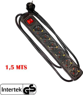 Produktbild von Mehrfachsteckdose 6 Schuko-Steckdosen + Schalter 1,5 m 3x1,5 mm Schwarz Edm