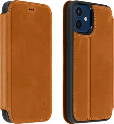 Image de Étui en cuir Akashi avec compartiment et fonction support pour Apple iPhone 12 Mini - Marron