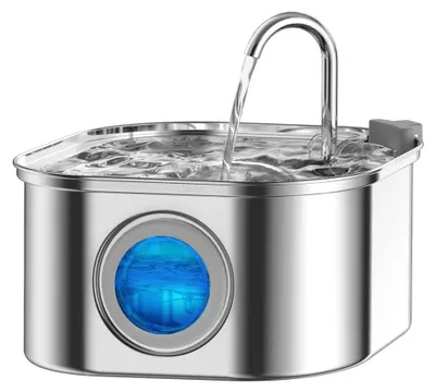 Produktbild von Automatischer Katzenbrunnen - Trinkbrunnen für Haustiere - 3,2 l Edelstahl - Leise Pumpe - LED-Licht - Für Katzen und Hunde