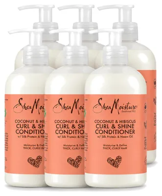 Zdjęcie produktu dla 6 x Odżywka do włosów kręconych Shea Moisture Coconut & Hibiscus, nawilżająca i nadająca blask - 384 ml - Opakowanie ekonomiczne - 6 sztuk