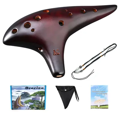 Immagine prodotto di Ocarina strumento a fiato - 12 fori - Alto C - Ceramica - Affumicata