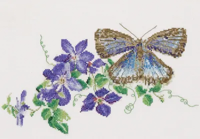Produktbild von Thea Gouverneur Kit mit gezähltem Kreuzstich "Schmetterling-Clematis Aida", 29x18cm