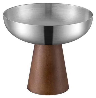 Produktbild von Zimilo 250ml Edelstahl Dessertbecher, 304 Eiscreme Schale mit Holzgriff, Hohe Standfuß, für Hotel Restaurant Zuhause, Pudding Salatschale