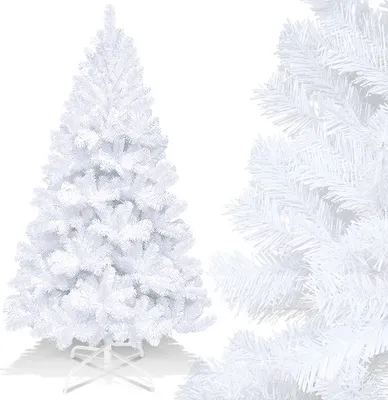 Produktbild von Yakimz Künstlicher Weihnachtsbaum, Tannenbaum mit ständer, Kunstbaum Weihnachten Klappsystem,Christbaum 500 Spitzen PVC Nadeln, weiß,180cm