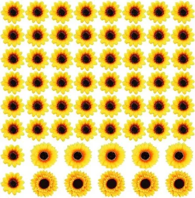 Produktbild von 60 künstliche Sonnenblumen - Dekorative Blumen für Gartenpartyzubehör Kreativzubehör