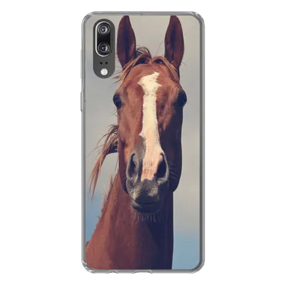 Produktbild von MuchoWow® Handyhülle Schutzhülle Hülle für Huawei P20 Pferd - Wolken - Porträt Silikon Softcase Handy Hülle - Hardcover