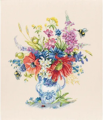 Produktbild von RTO Kreuzstich-Set „Sommerblumen“ m627, Zählmuster, 34,5 x 37,5 cm